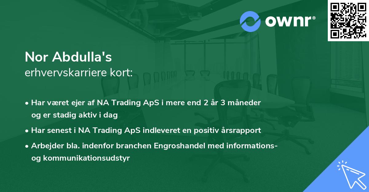 Nor Abdulla's erhvervskarriere kort