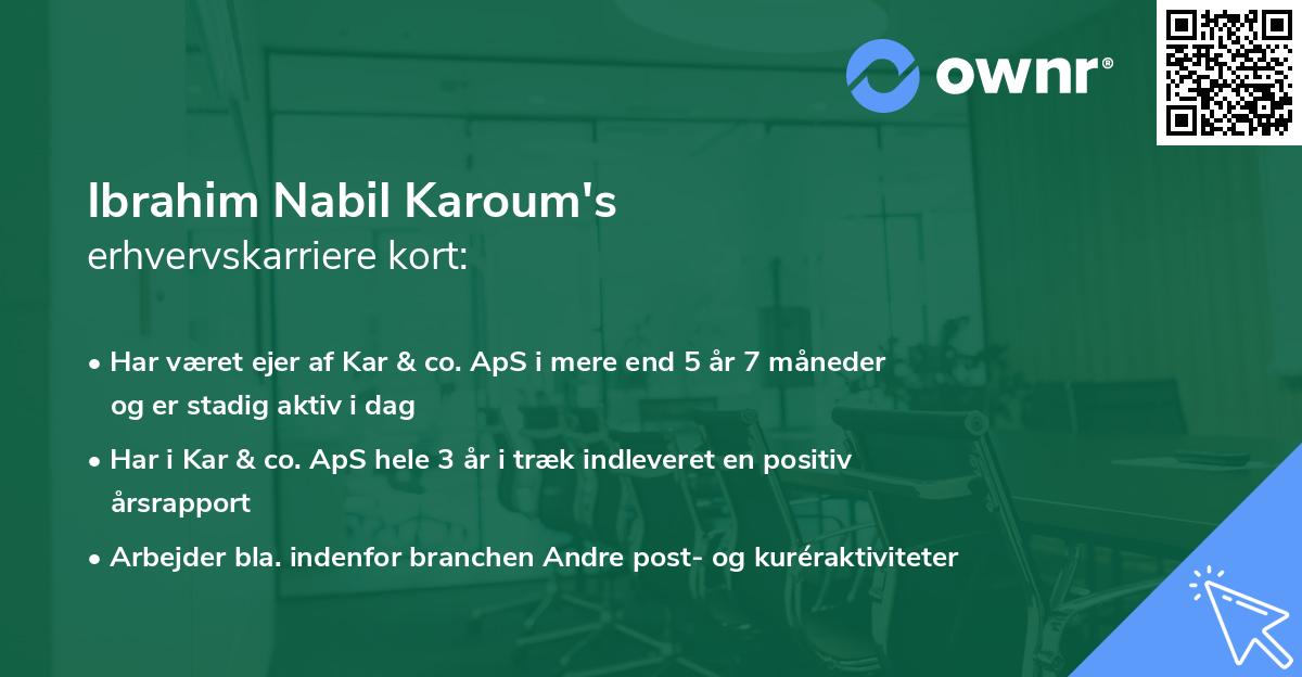 Ibrahim Nabil Karoum's erhvervskarriere kort