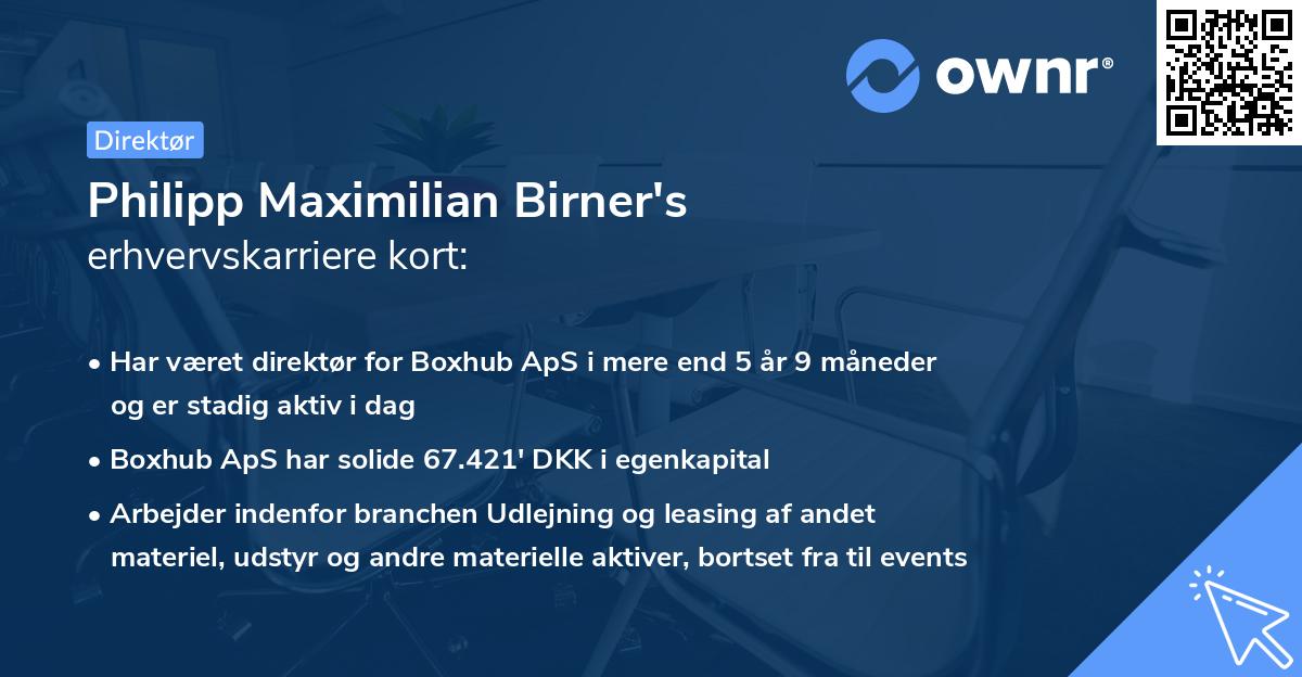 Philipp Maximilian Birner's erhvervskarriere kort