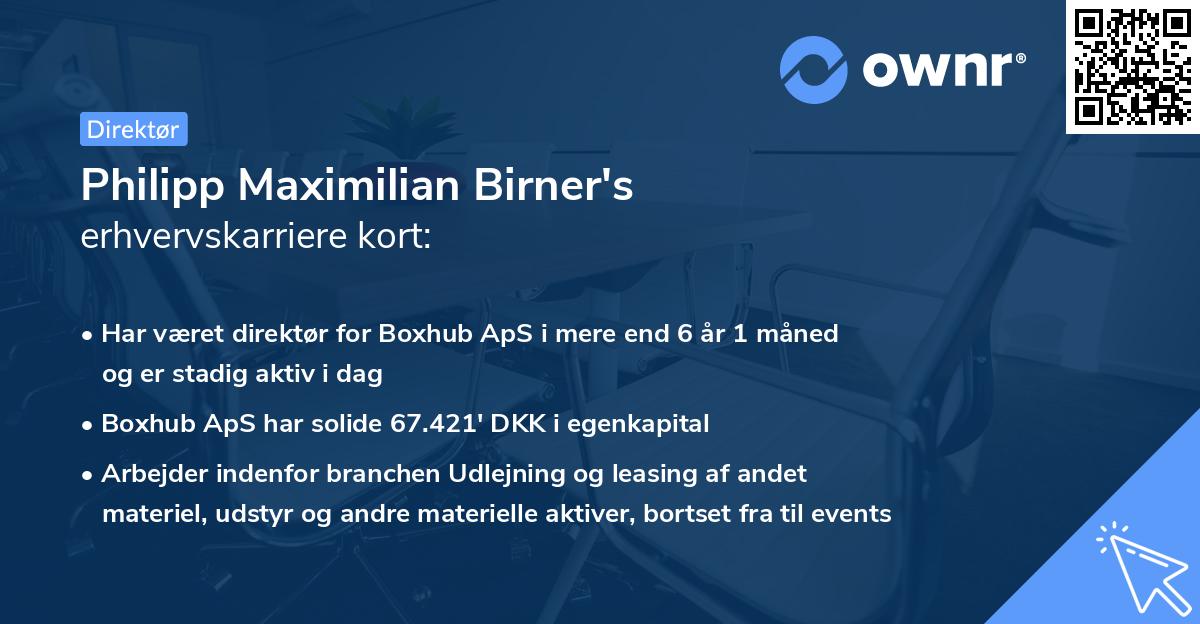 Philipp Maximilian Birner's erhvervskarriere kort
