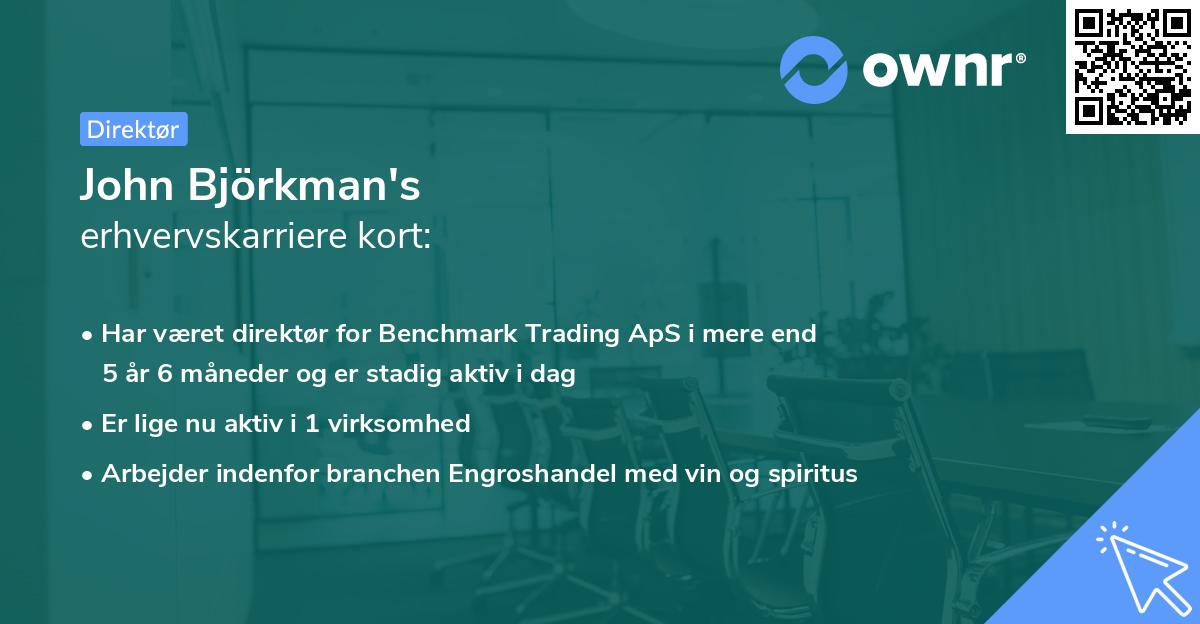 John Björkman's erhvervskarriere kort
