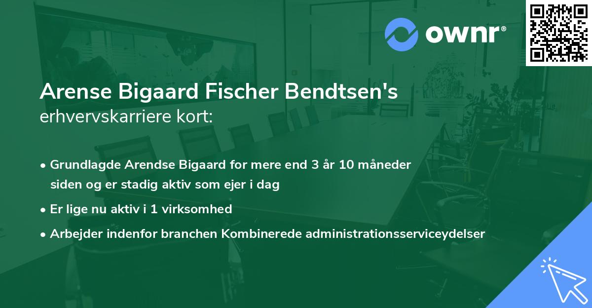 Arense Bigaard Fischer Bendtsen's erhvervskarriere kort