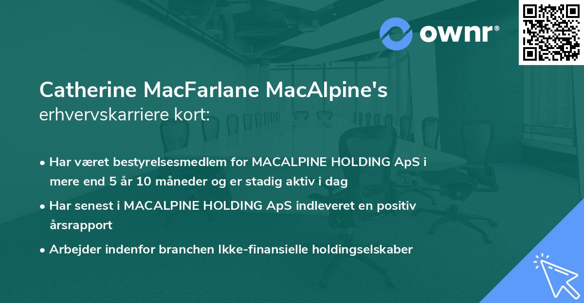 Catherine MacFarlane MacAlpine's erhvervskarriere kort