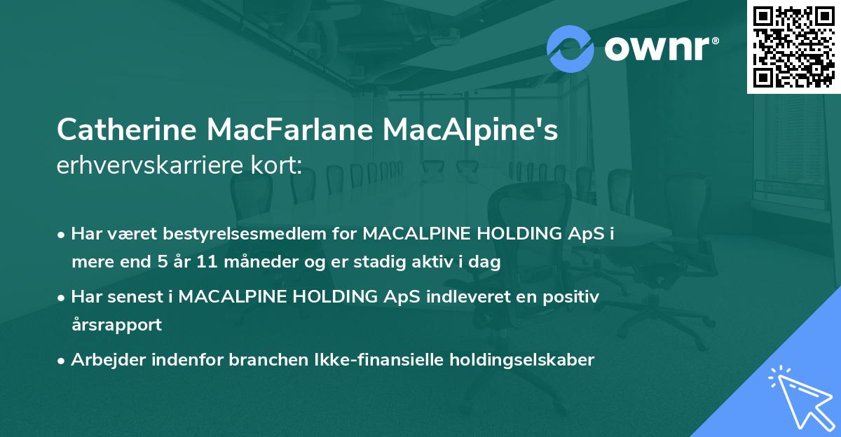 Catherine MacFarlane MacAlpine's erhvervskarriere kort