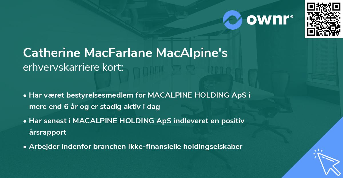 Catherine MacFarlane MacAlpine's erhvervskarriere kort