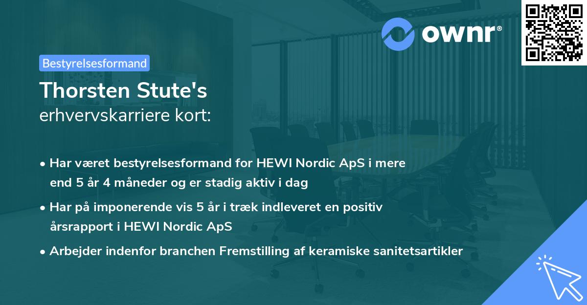 Thorsten Stute's erhvervskarriere kort