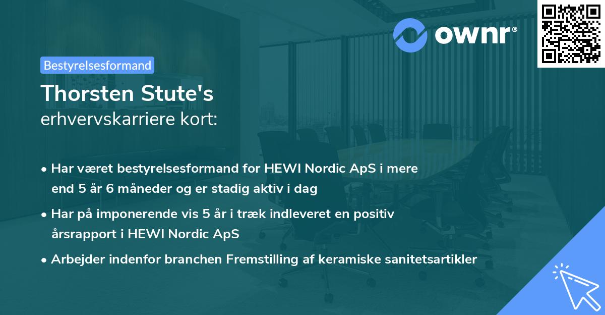Thorsten Stute's erhvervskarriere kort