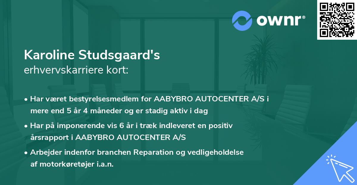 Karoline Studsgaard's erhvervskarriere kort