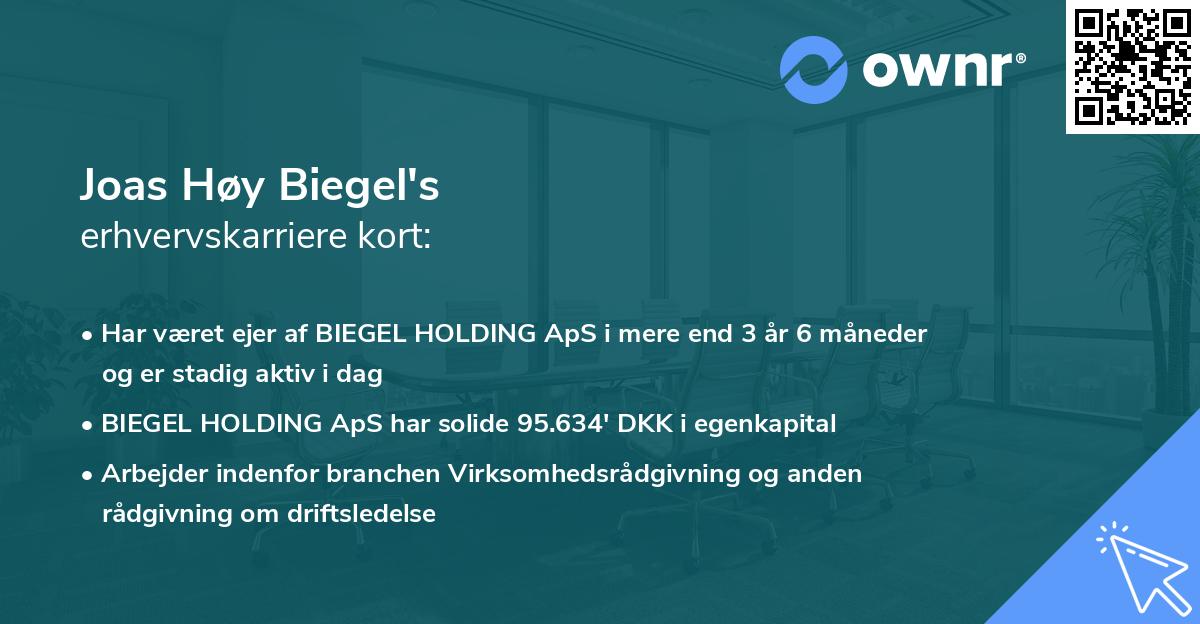 Joas Høy Biegel's erhvervskarriere kort