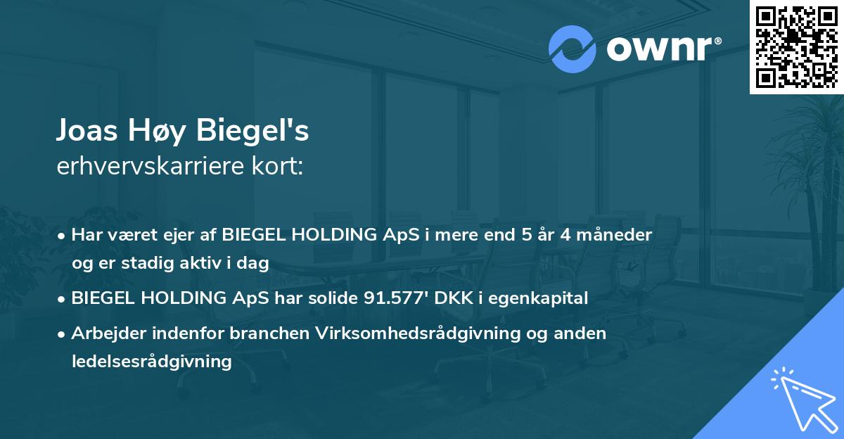 Joas Høy Biegel's erhvervskarriere kort