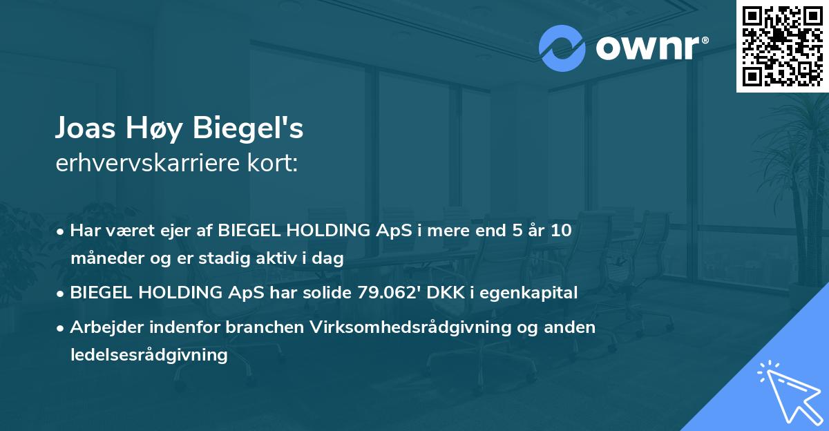 Joas Høy Biegel's erhvervskarriere kort