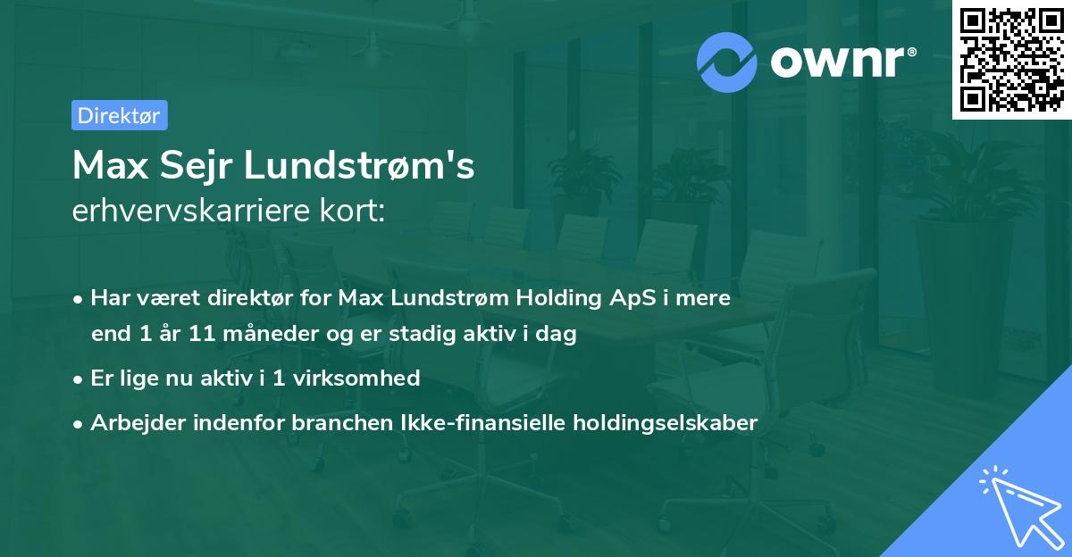 Max Sejr Lundstrøm's erhvervskarriere kort