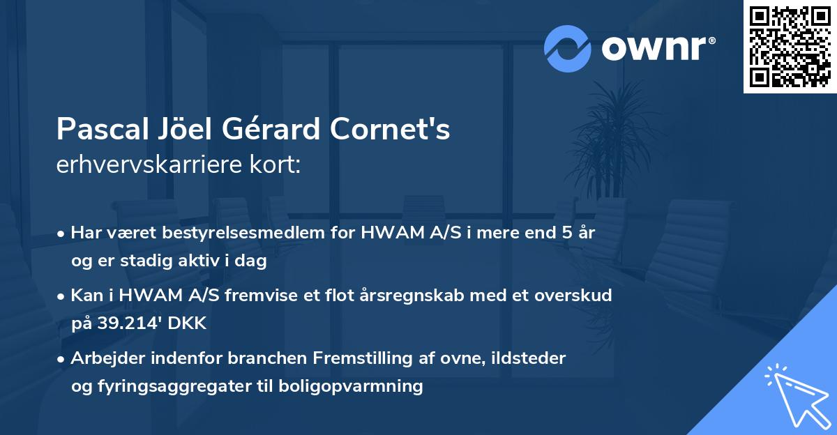 Pascal Jöel Gérard Cornet's erhvervskarriere kort