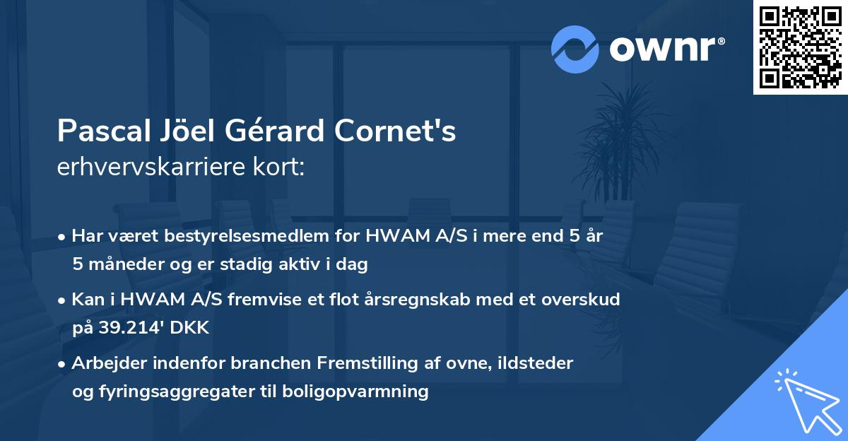 Pascal Jöel Gérard Cornet's erhvervskarriere kort