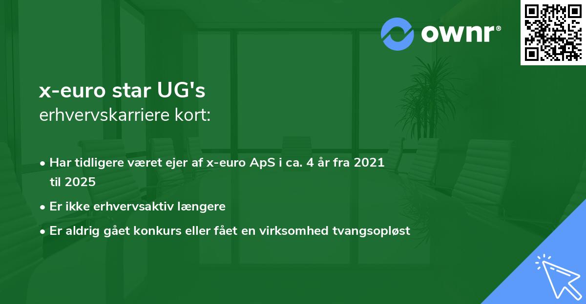 x-euro star UG's erhvervskarriere kort