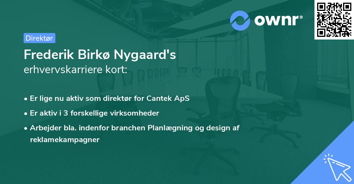 Frederik Birkø Nygaard's erhvervskarriere kort