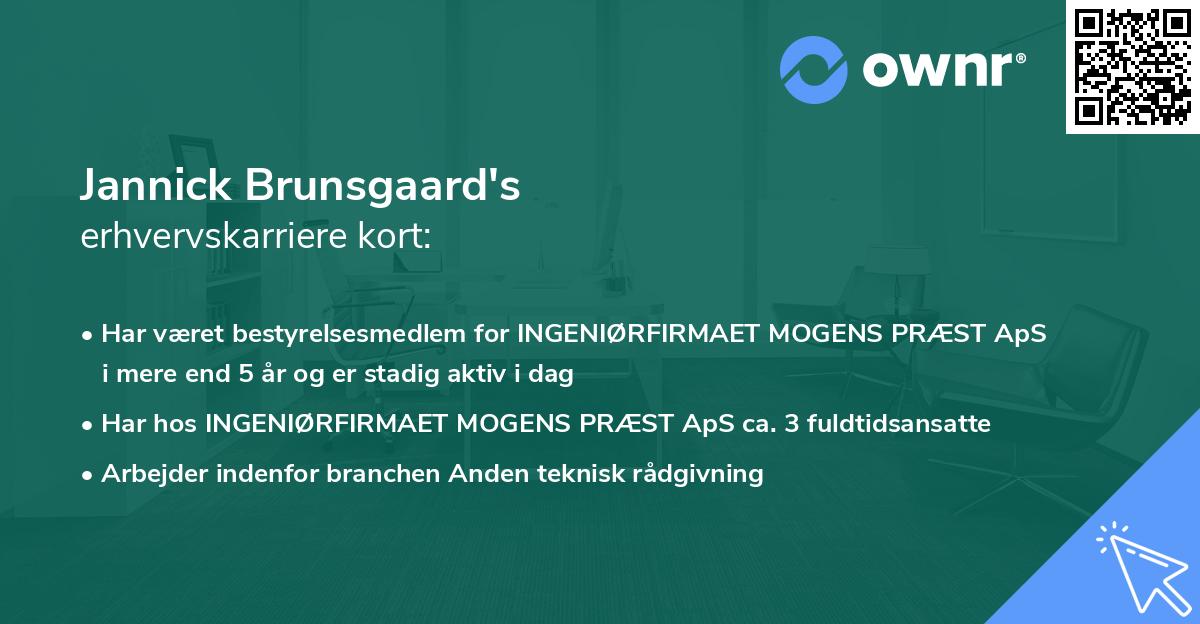 Jannick Brunsgaard's erhvervskarriere kort