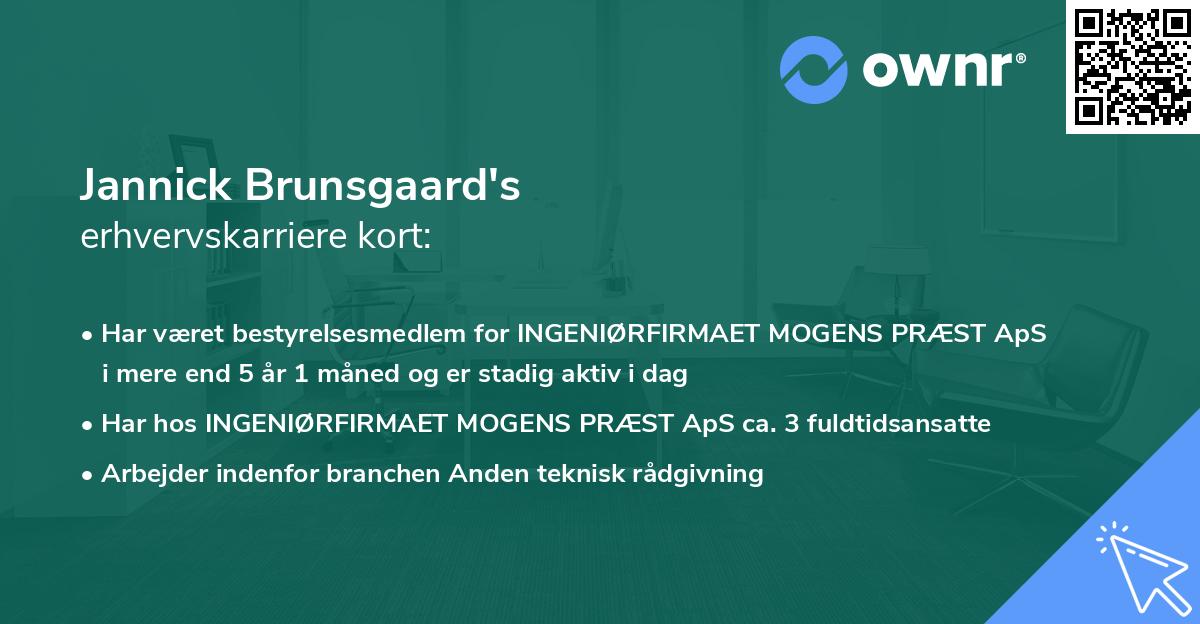 Jannick Brunsgaard's erhvervskarriere kort