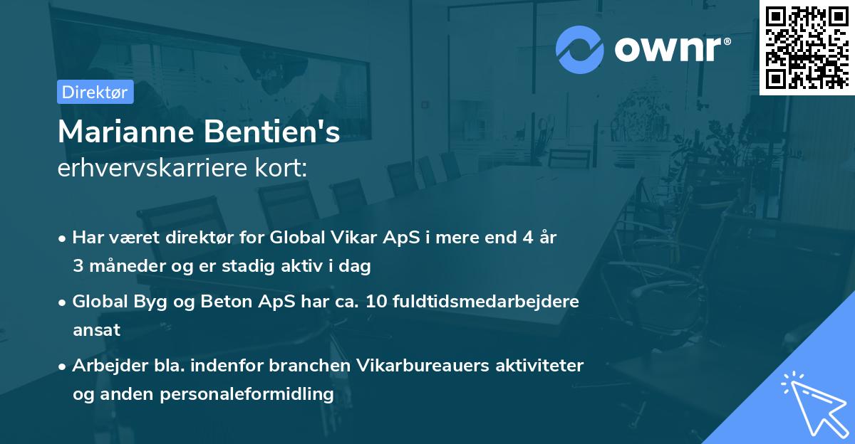 Marianne Bentien's erhvervskarriere kort