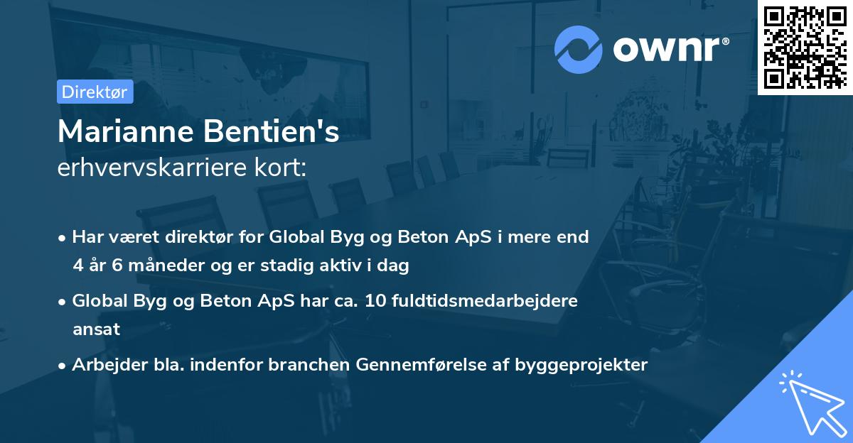 Marianne Bentien's erhvervskarriere kort