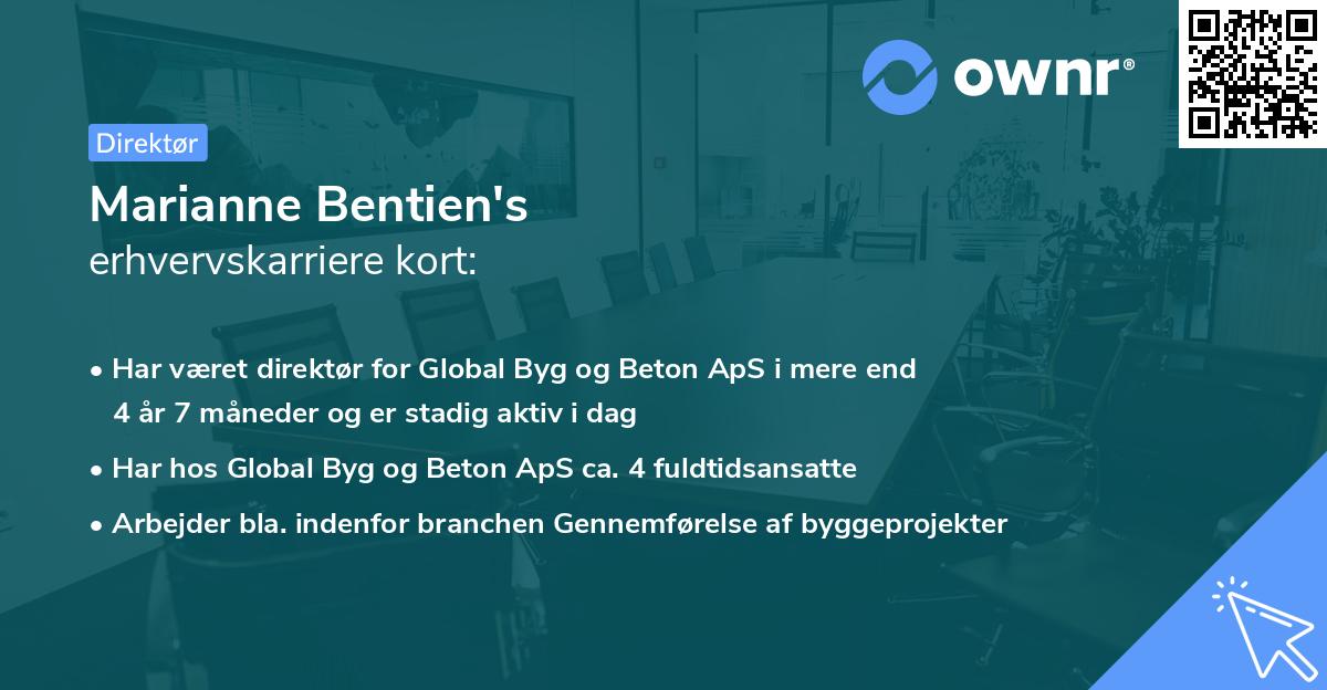 Marianne Bentien's erhvervskarriere kort