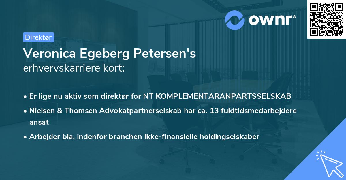 Veronica Egeberg Petersen's erhvervskarriere kort