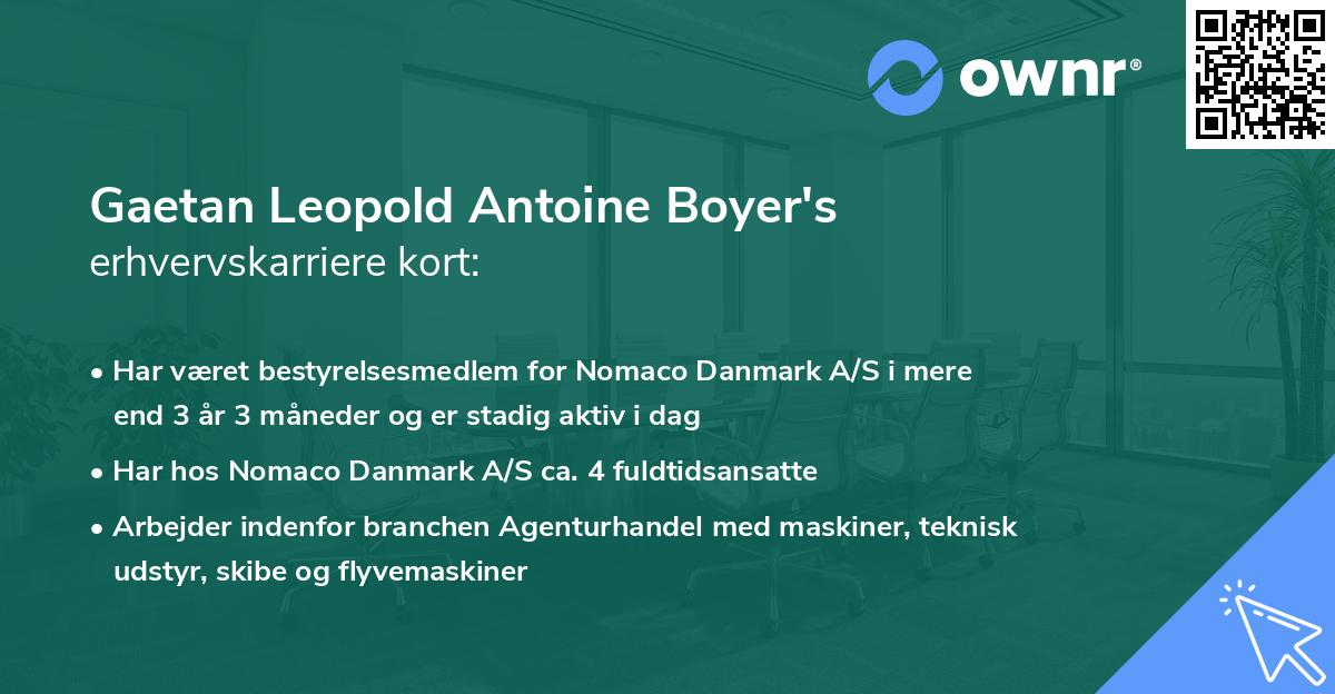 Gaetan Leopold Antoine Boyer's erhvervskarriere kort