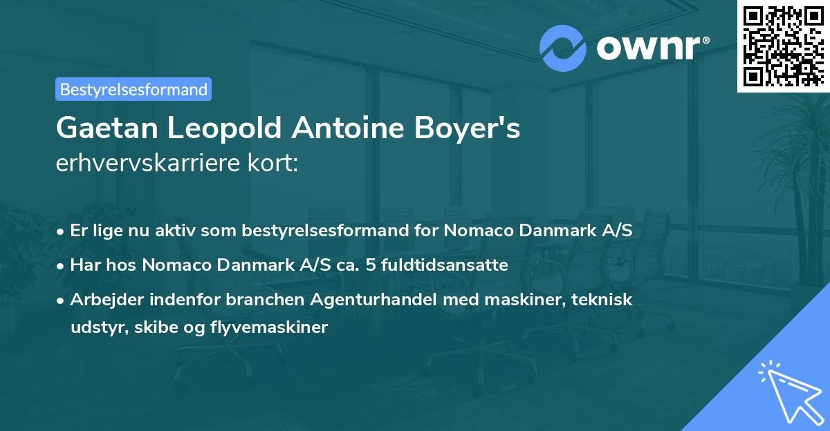 Gaetan Leopold Antoine Boyer's erhvervskarriere kort