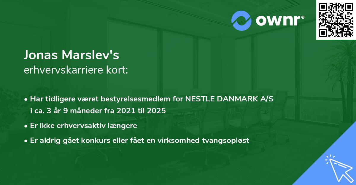 Jonas Marslev's erhvervskarriere kort
