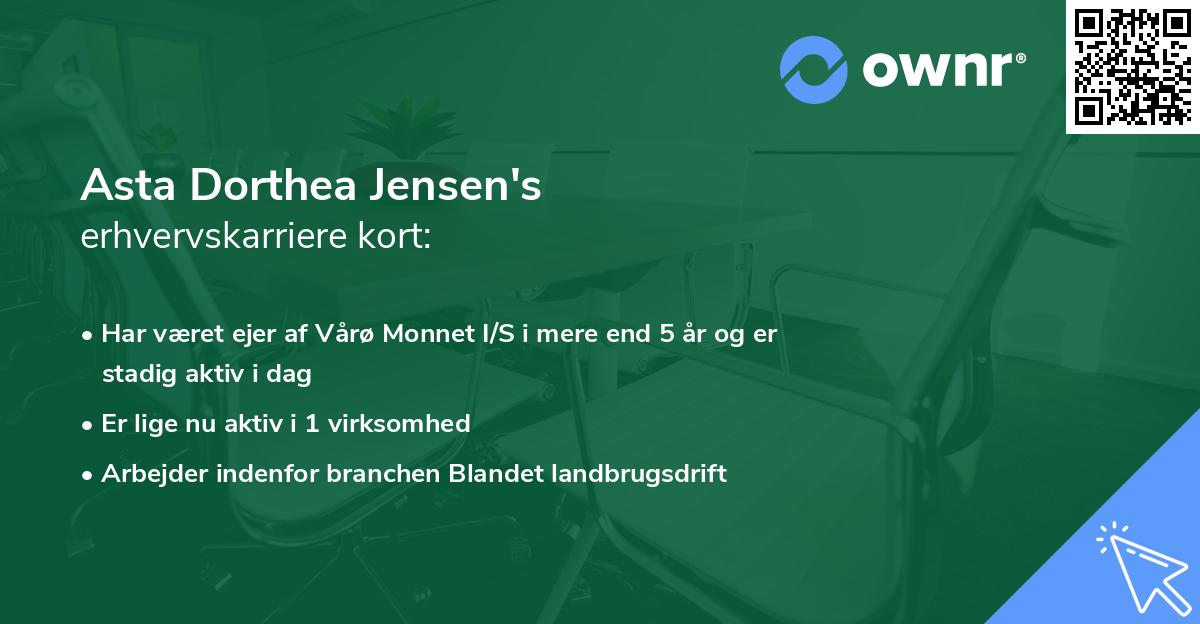 Asta Dorthea Jensen's erhvervskarriere kort