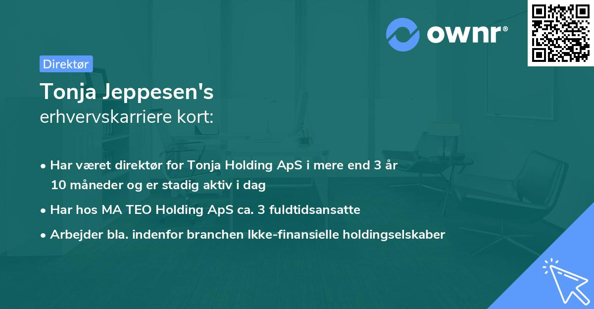 Tonja Jeppesen's erhvervskarriere kort