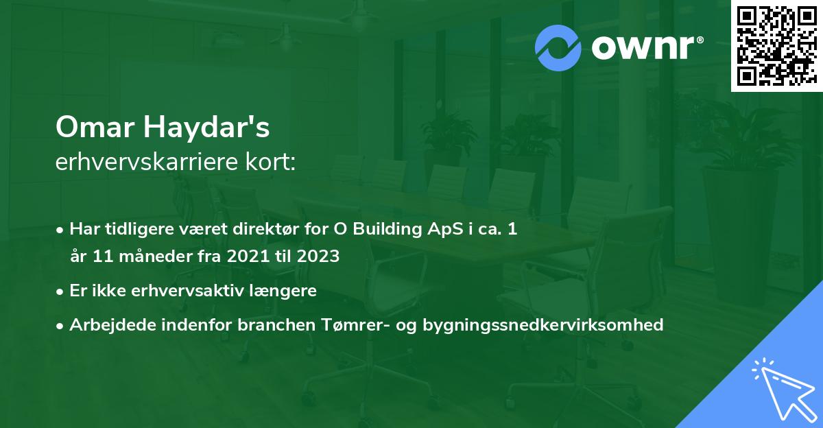 Omar Haydar's erhvervskarriere kort