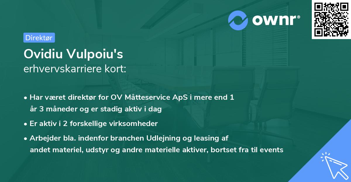 Ovidiu Vulpoiu's erhvervskarriere kort