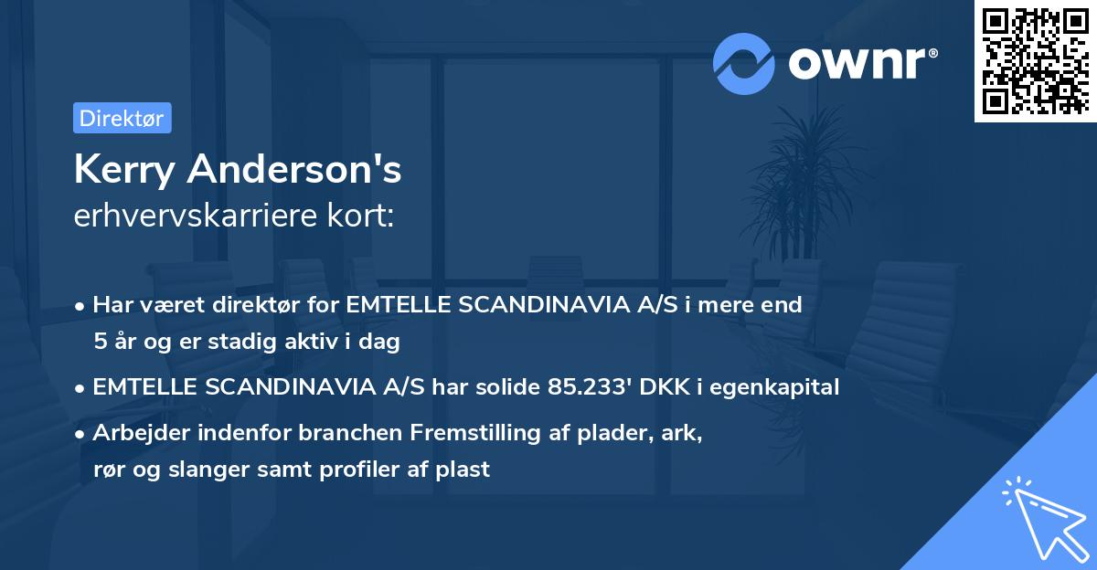 Kerry Anderson's erhvervskarriere kort
