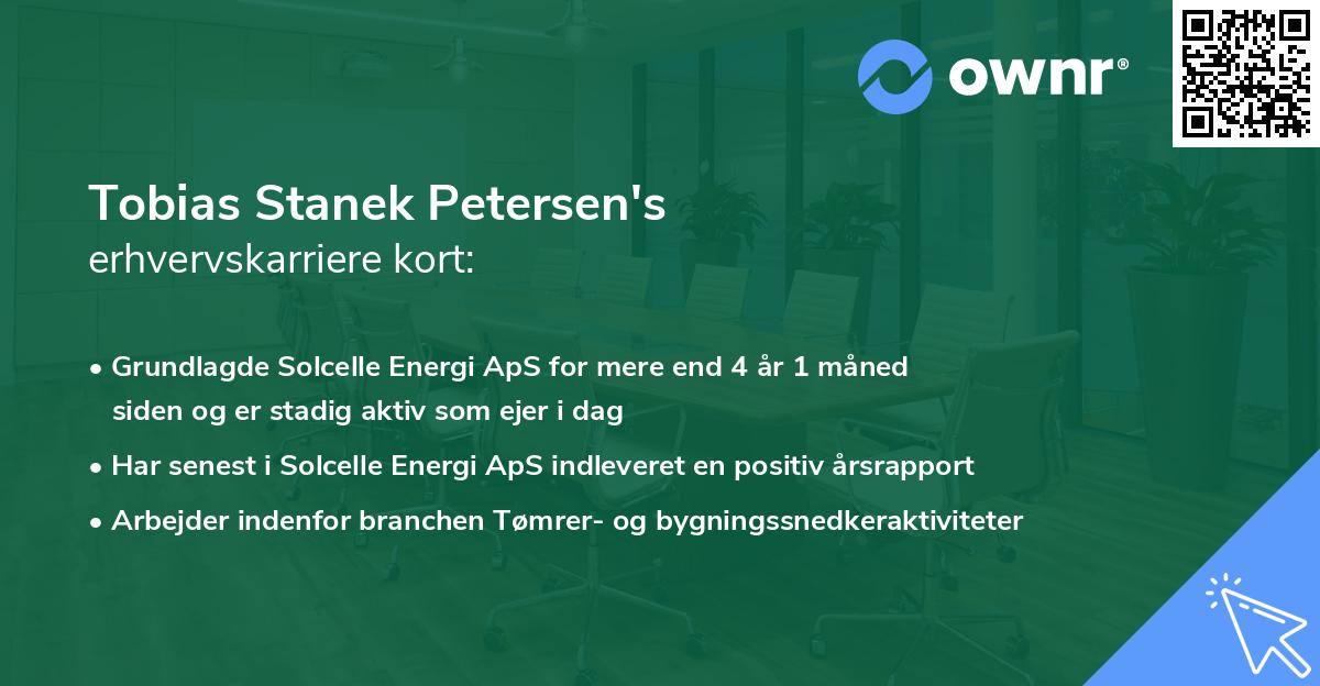 Tobias Stanek Petersen's erhvervskarriere kort