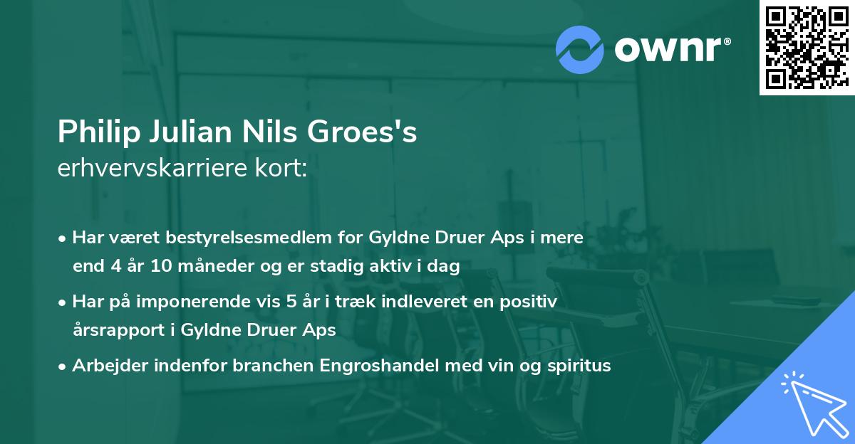 Philip Julian Nils Groes's erhvervskarriere kort