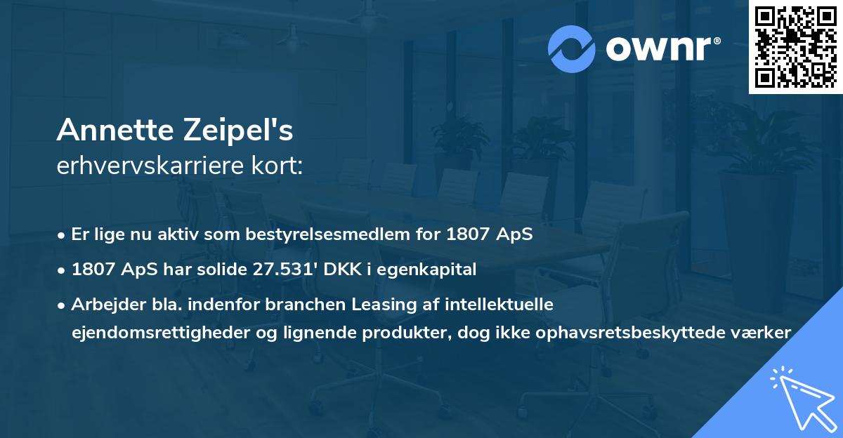 Annette Zeipel's erhvervskarriere kort