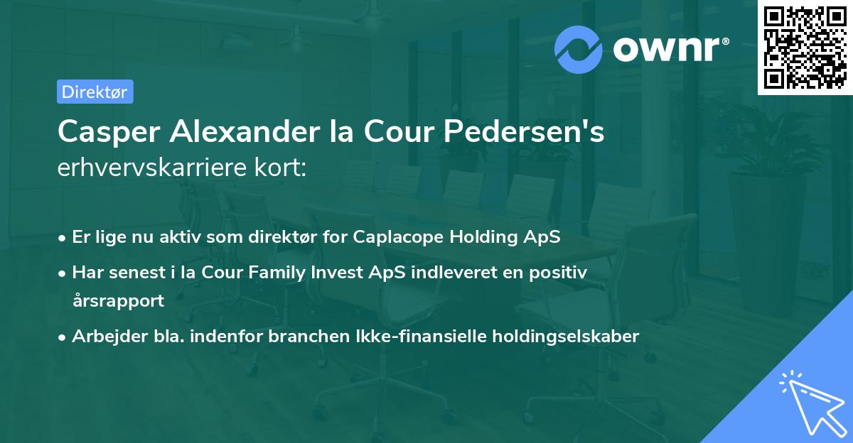 Casper Alexander la Cour Pedersen's erhvervskarriere kort