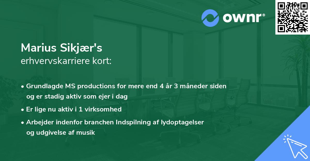 Marius Sikjær's erhvervskarriere kort