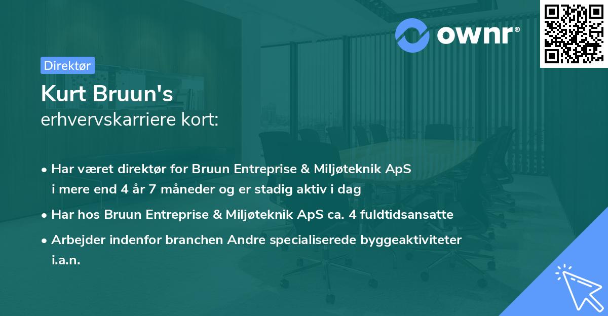 Kurt Bruun's erhvervskarriere kort