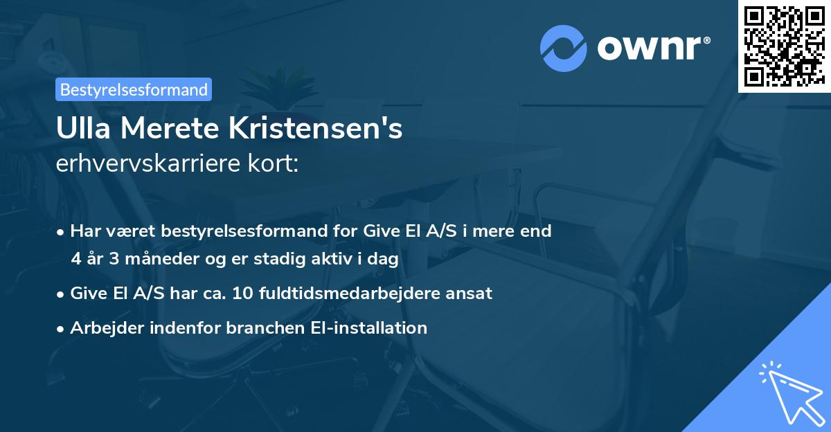 Ulla Merete Kristensen's erhvervskarriere kort