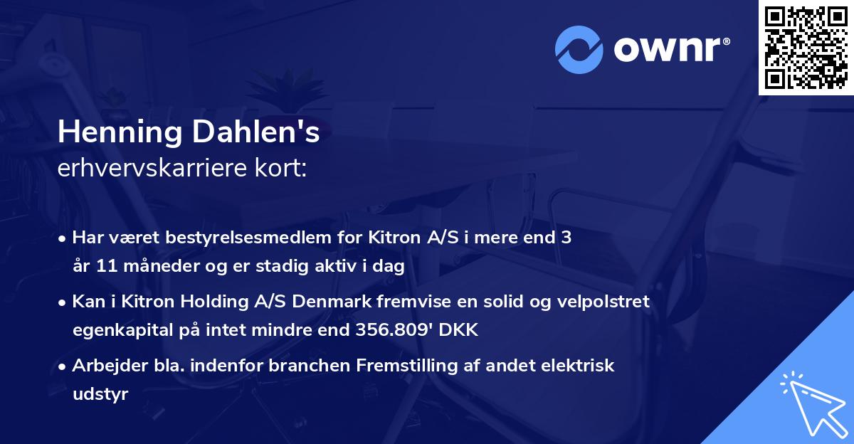 Henning Dahlen's erhvervskarriere kort