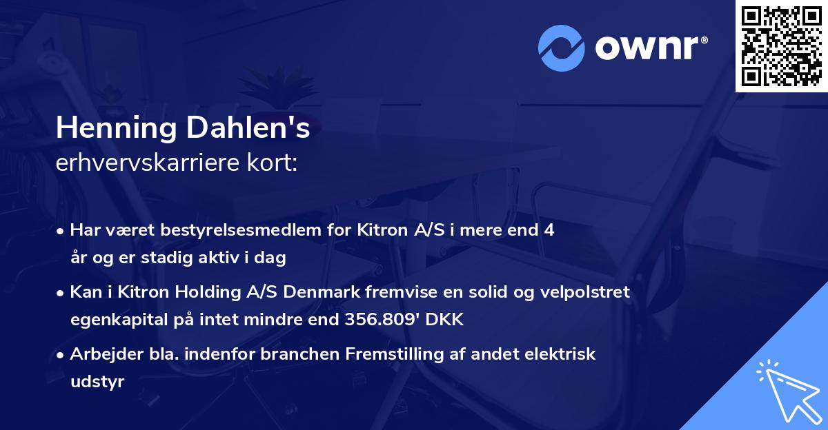 Henning Dahlen's erhvervskarriere kort