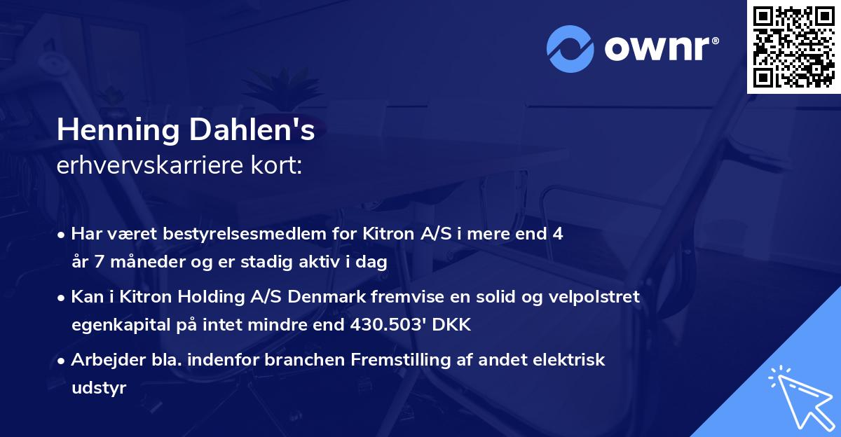 Henning Dahlen's erhvervskarriere kort