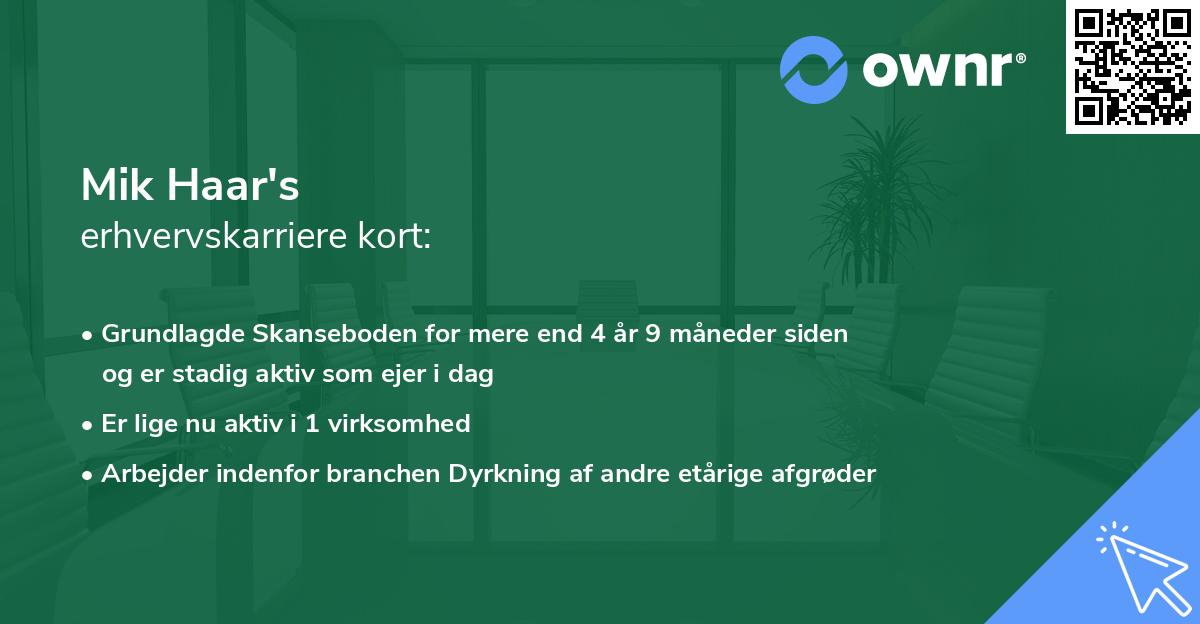 Mik Haar's erhvervskarriere kort
