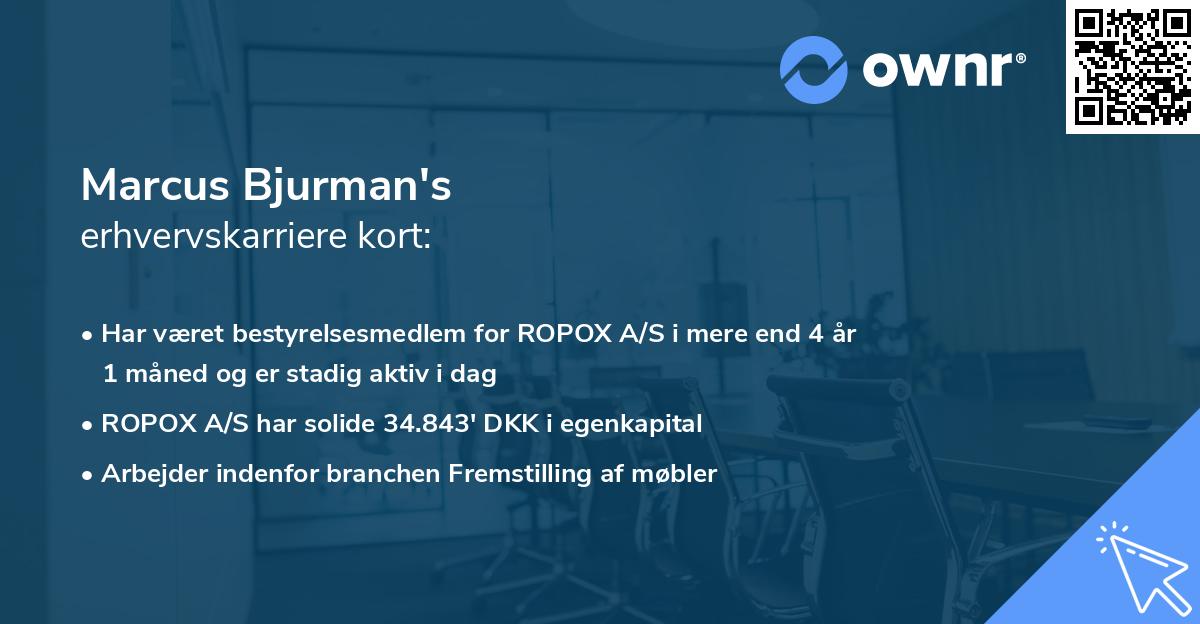 Marcus Bjurman's erhvervskarriere kort