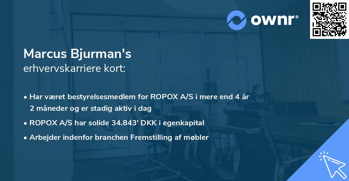 Marcus Bjurman's erhvervskarriere kort