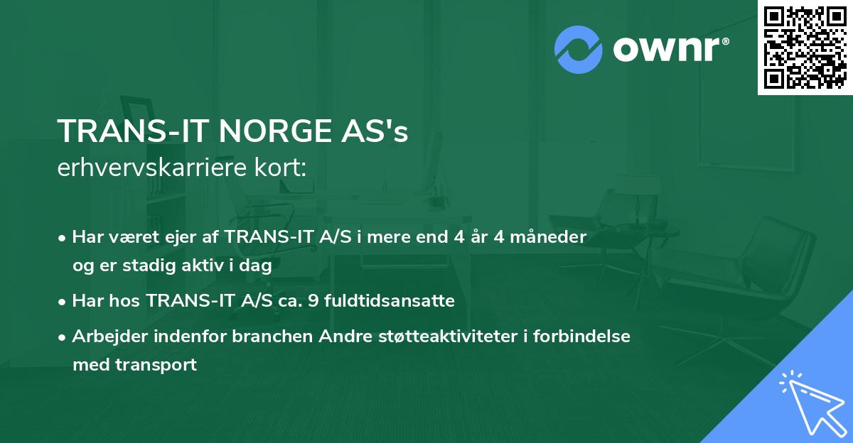 TRANS-IT NORGE AS's erhvervskarriere kort