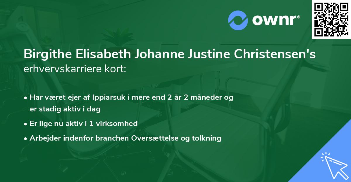 Birgithe Elisabeth Johanne Justine Christensen's erhvervskarriere kort