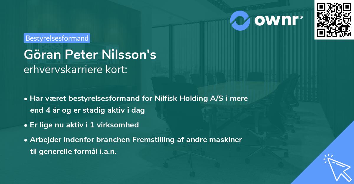 Göran Peter Nilsson's erhvervskarriere kort